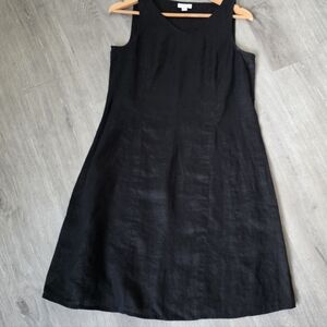 J. Jill Solid Black 100% Linen Sleeveless Dress Size XS Petite
